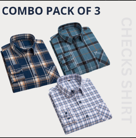 Men's Premium Check Shirt High Quality Combo Pack of 3