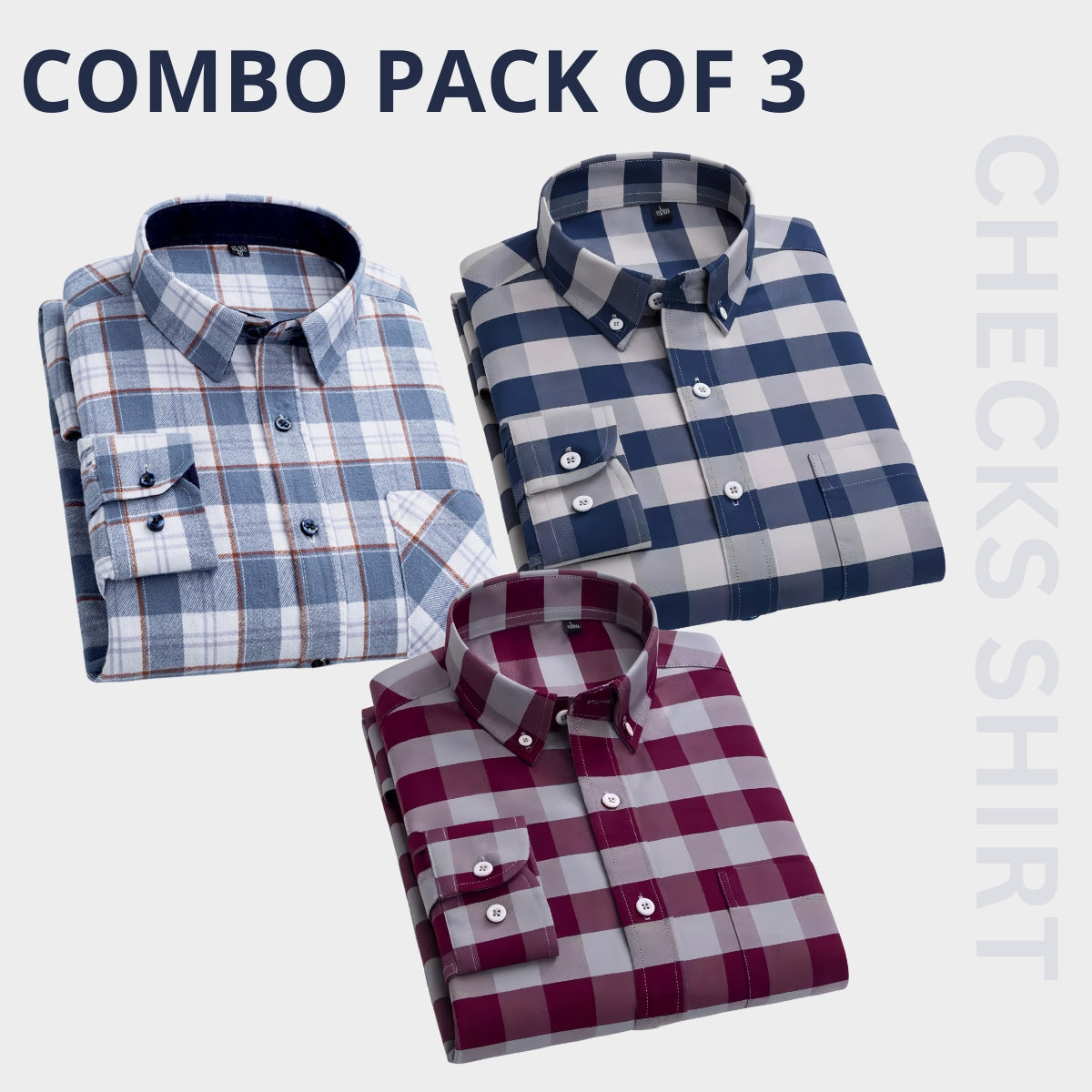 Men's Premium Check Shirt High Quality Combo Pack of 3