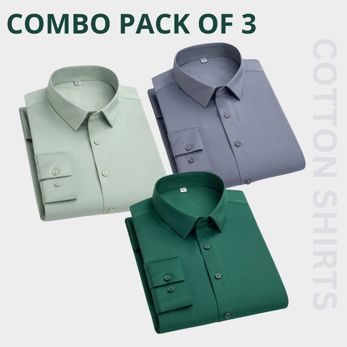 Plain Cotton Full Sleeves Men's Premium Shirts- Pack of 3