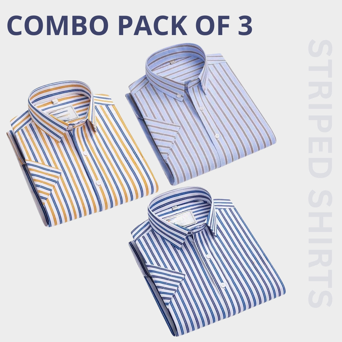 Premium Full Sleeves Striped Shirt 100% High Quality Combo Pack Of 3