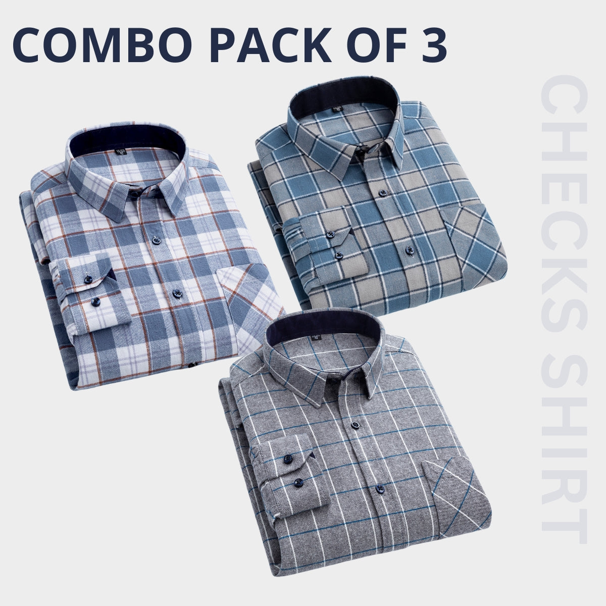 Men's Premium Check Shirt High Quality Combo Pack of 3