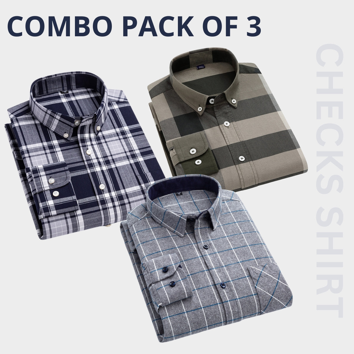 Men's Premium Check Shirt High Quality Combo Pack of 3