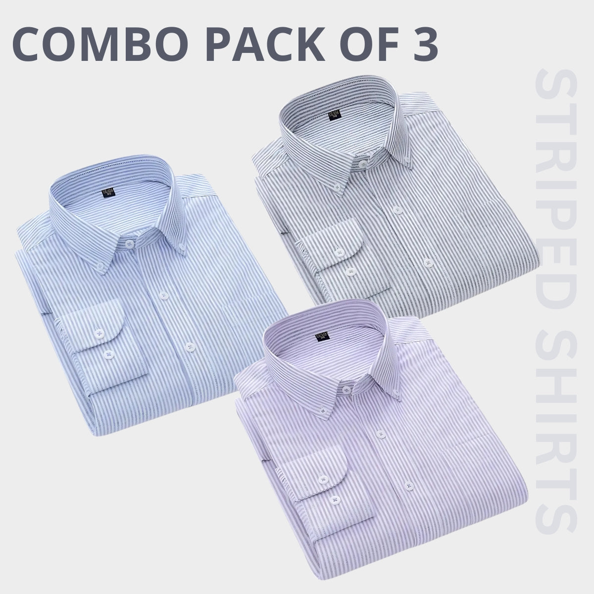 Premium Full Sleeves Striped Shirt 100% High Quality Combo Pack Of 3