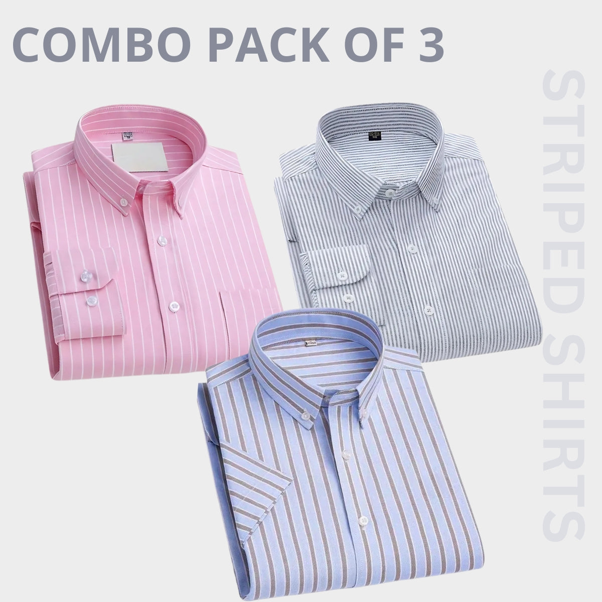 Premium Full Sleeves Striped Shirt 100% High Quality Combo Pack Of 3