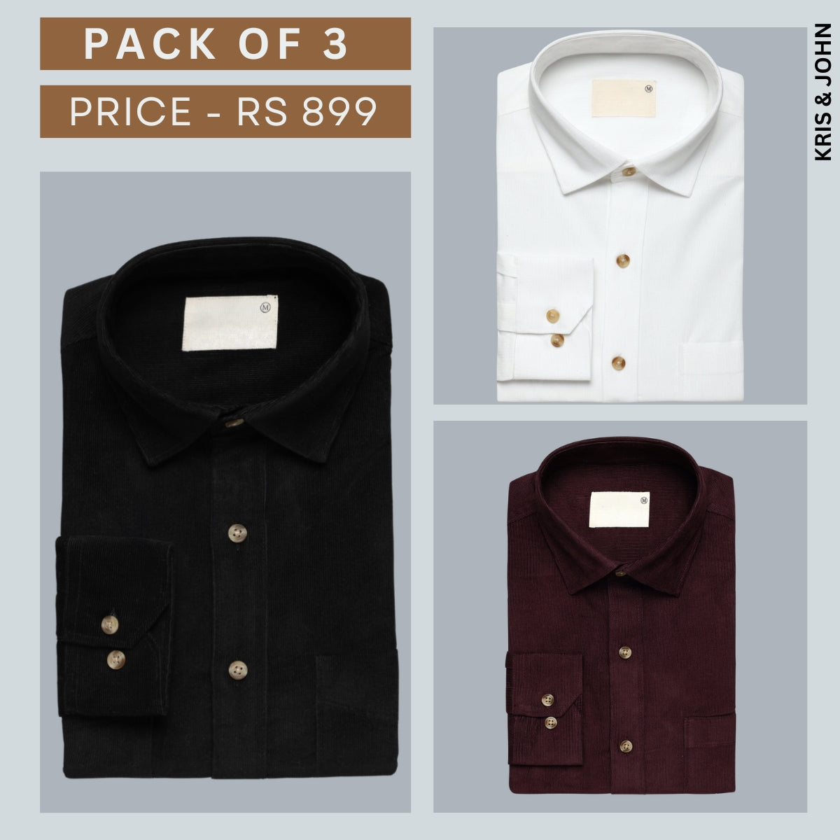 Shirt Happens: 3-Pack Men’s Stylish Formal Shirts – 100% Cotton, Full Sleeves with Pockets (FS-69)