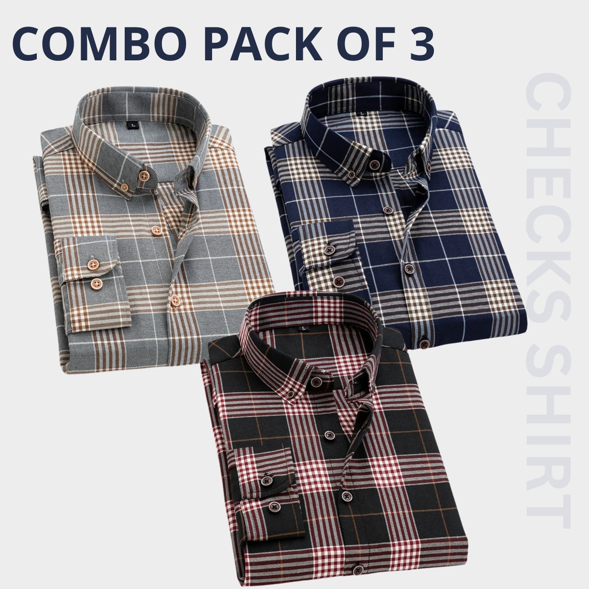 Men's Premium Check Shirt High Quality Combo Pack of 3