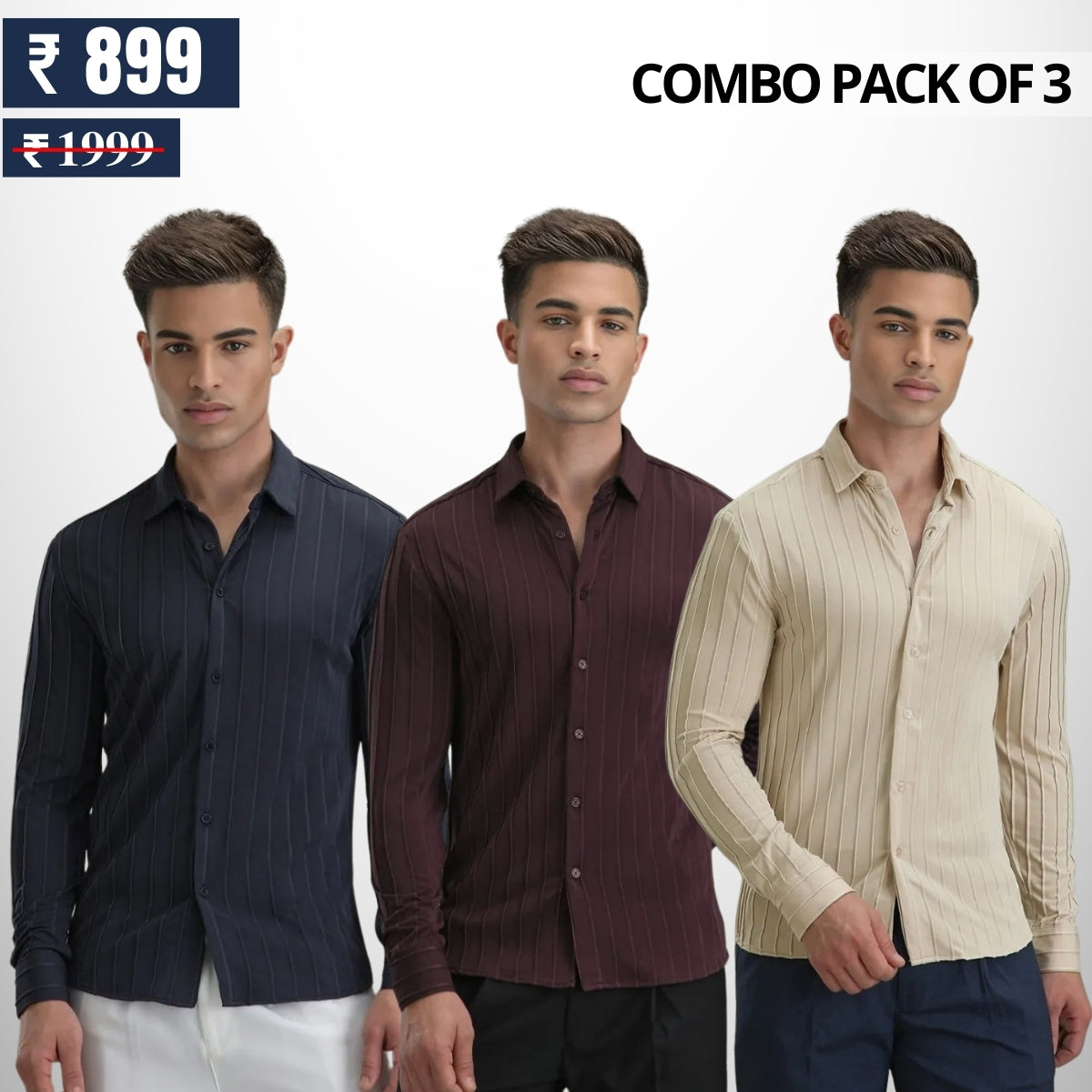 Premium Cotton Shirts Pack Of 3 | Full Sleeves