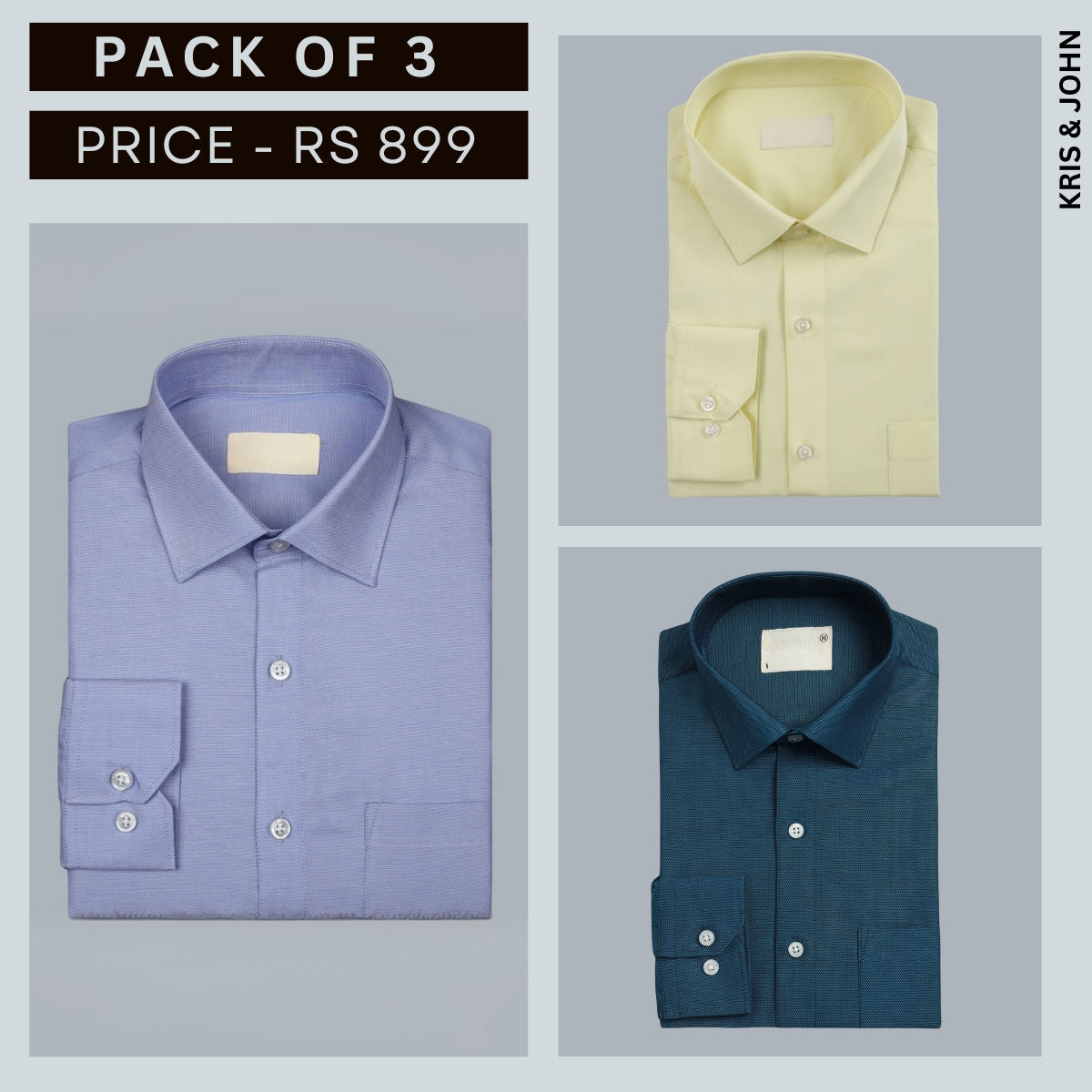 Shirt Happens: 3-Pack Men’s Stylish Formal Shirts – 100% Cotton, Full Sleeves with Pockets (FS-68)