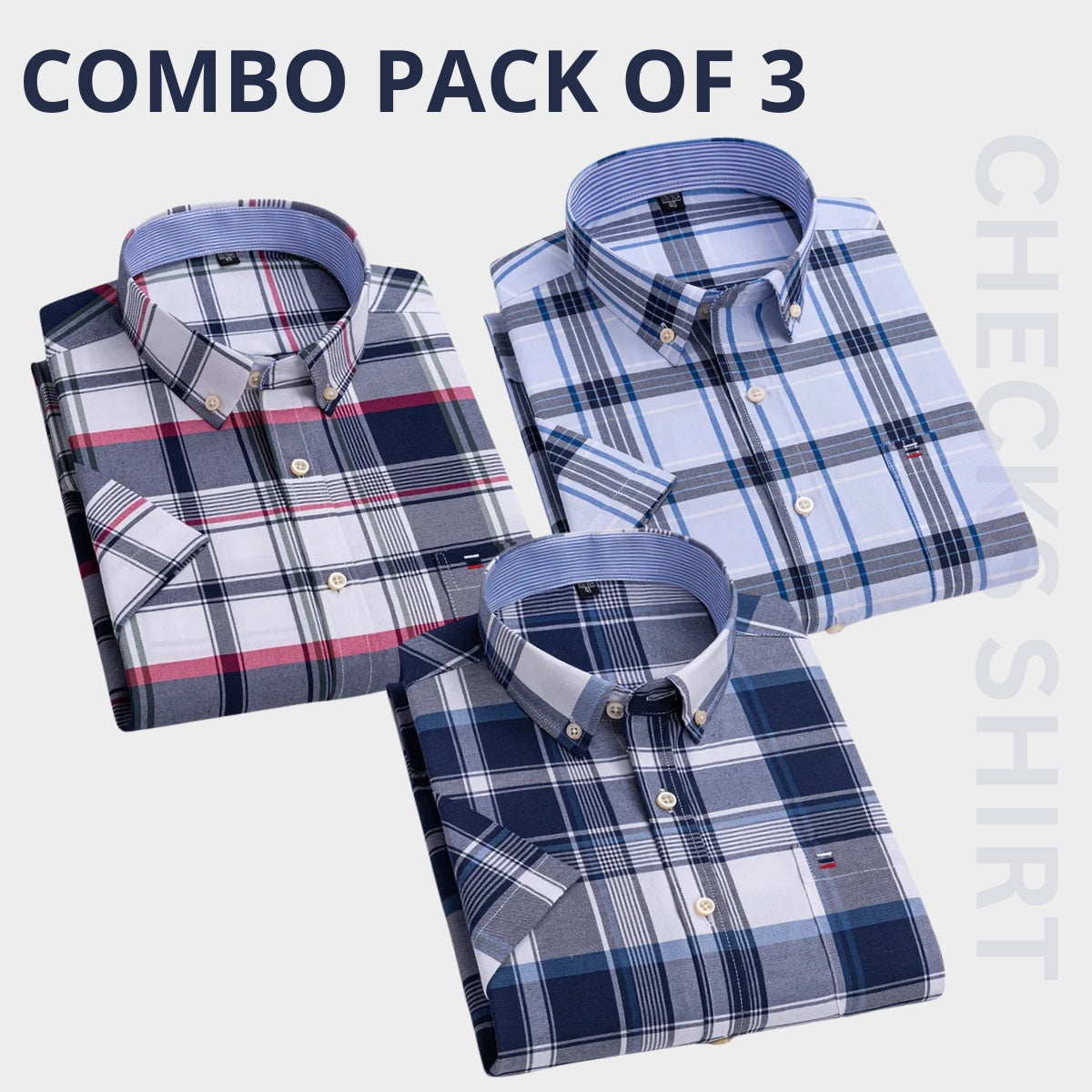 Men's Premium Check Shirt High Quality Combo Pack of 3