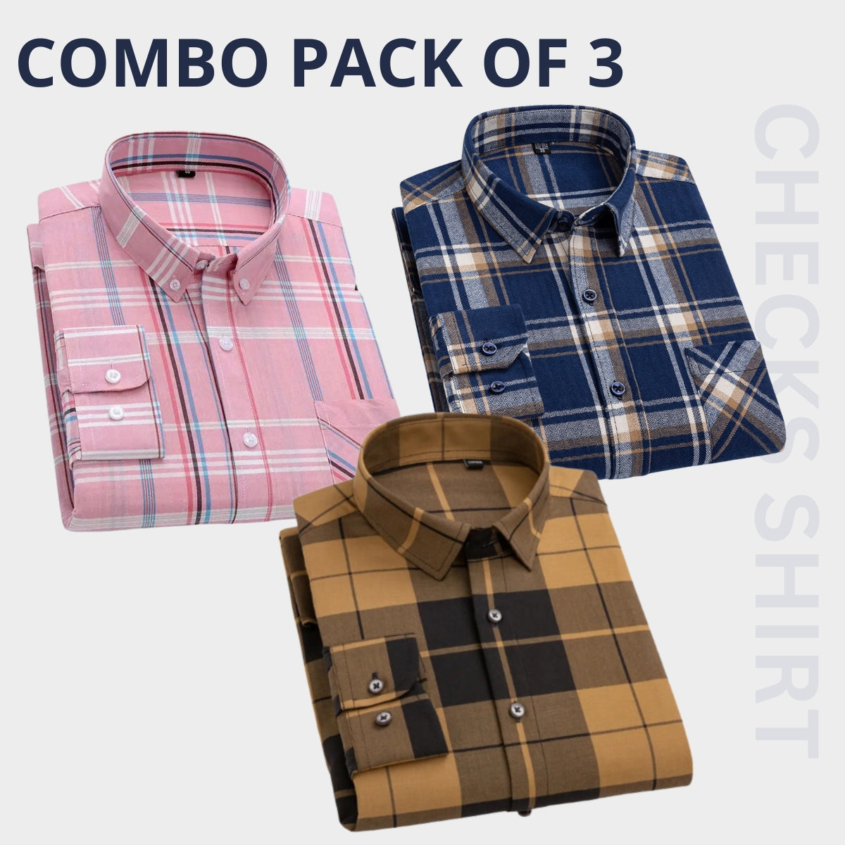 Men's Premium Check Shirt High Quality Combo Pack of 3