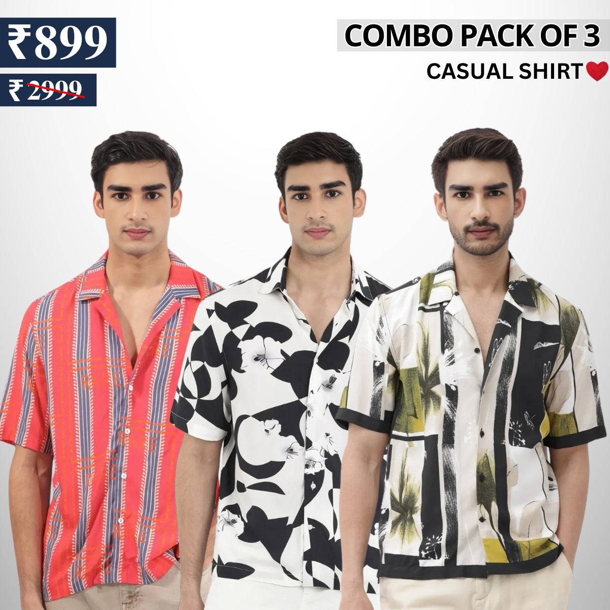 Pack Of 3 Trendy Half Sleeve Shirts - Men's Casual Wear