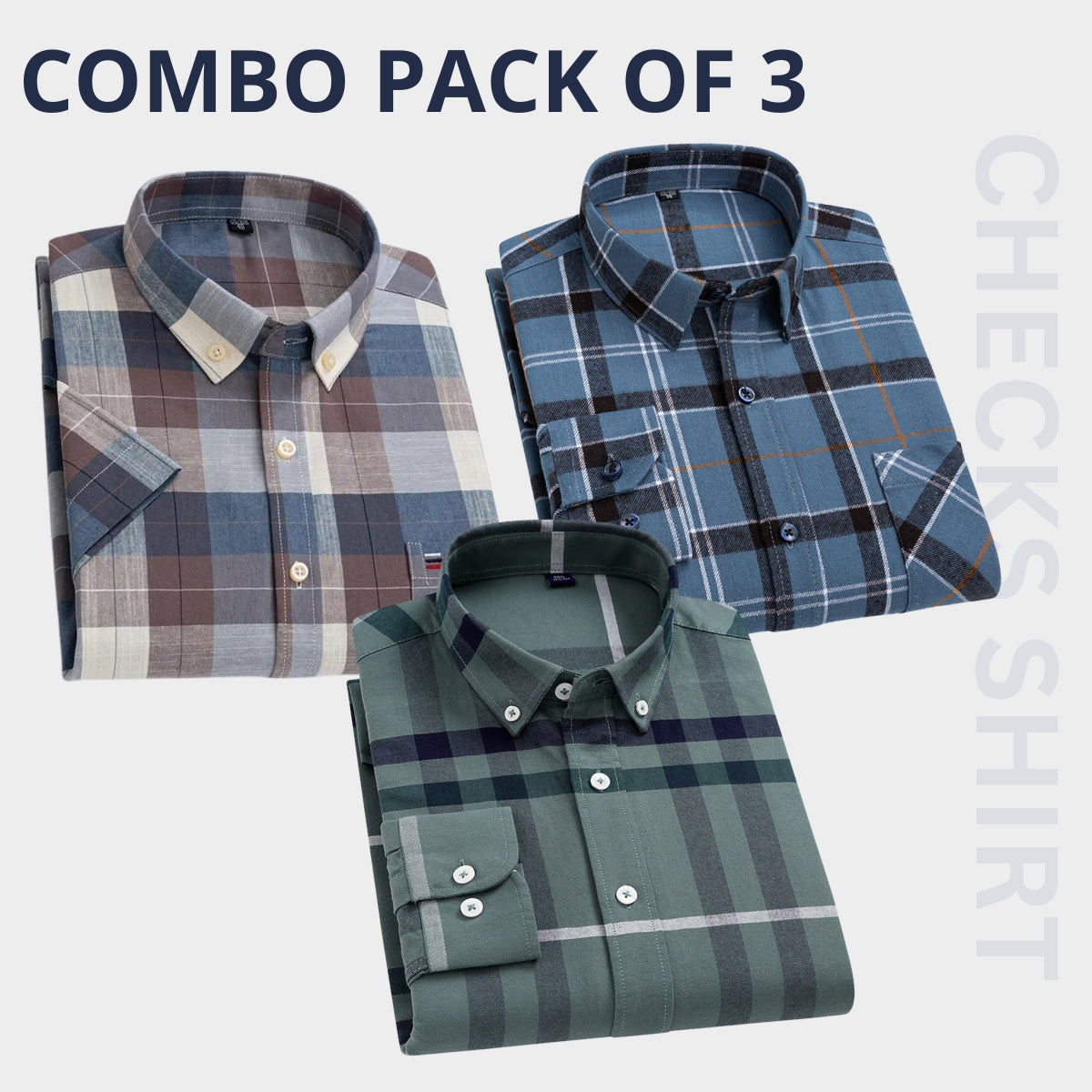 Men's Premium Check Shirt High Quality Combo Pack of 3