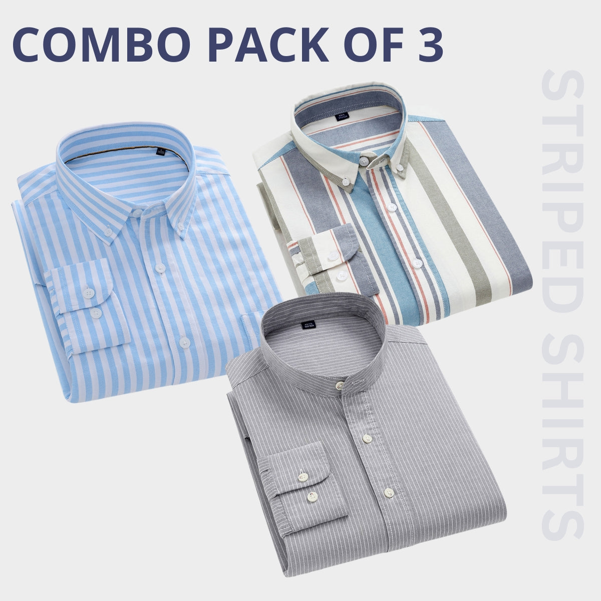 Premium Full Sleeves Striped Shirt 100% High Quality Combo Pack Of 3