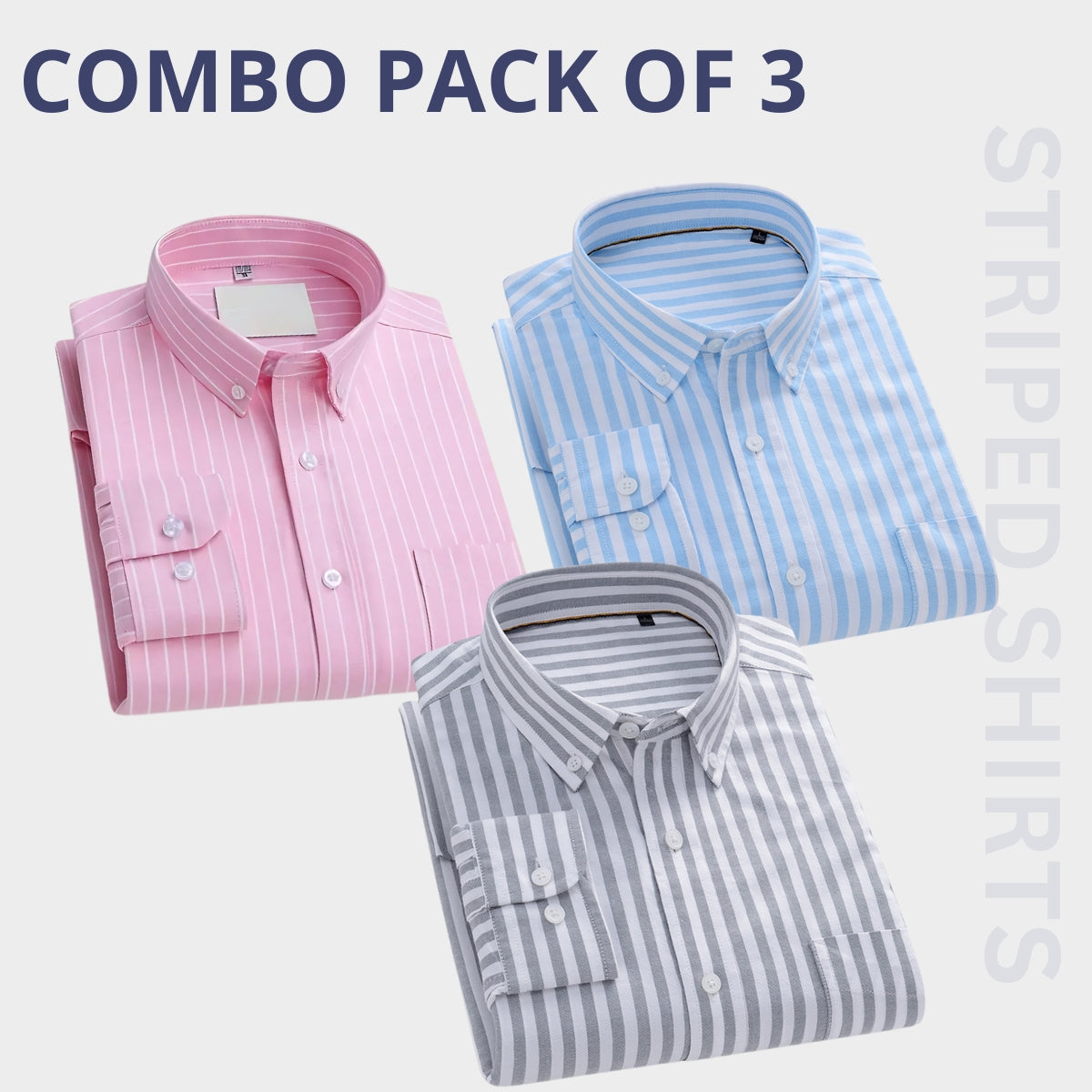 Premium Full Sleeves Striped Shirt 100% High Quality Combo Pack Of 3