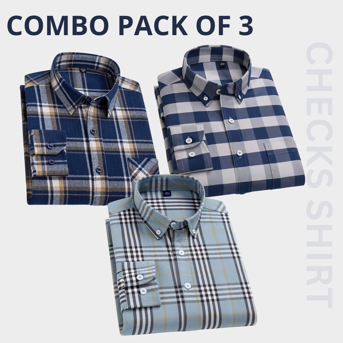 Men's Premium Check Shirt High Quality Combo Pack of 3