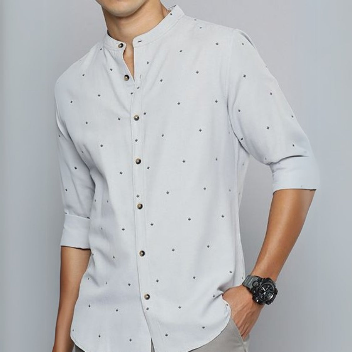 Stylish Branded Casual Shirts with Full Sleeves and Chinese Collar