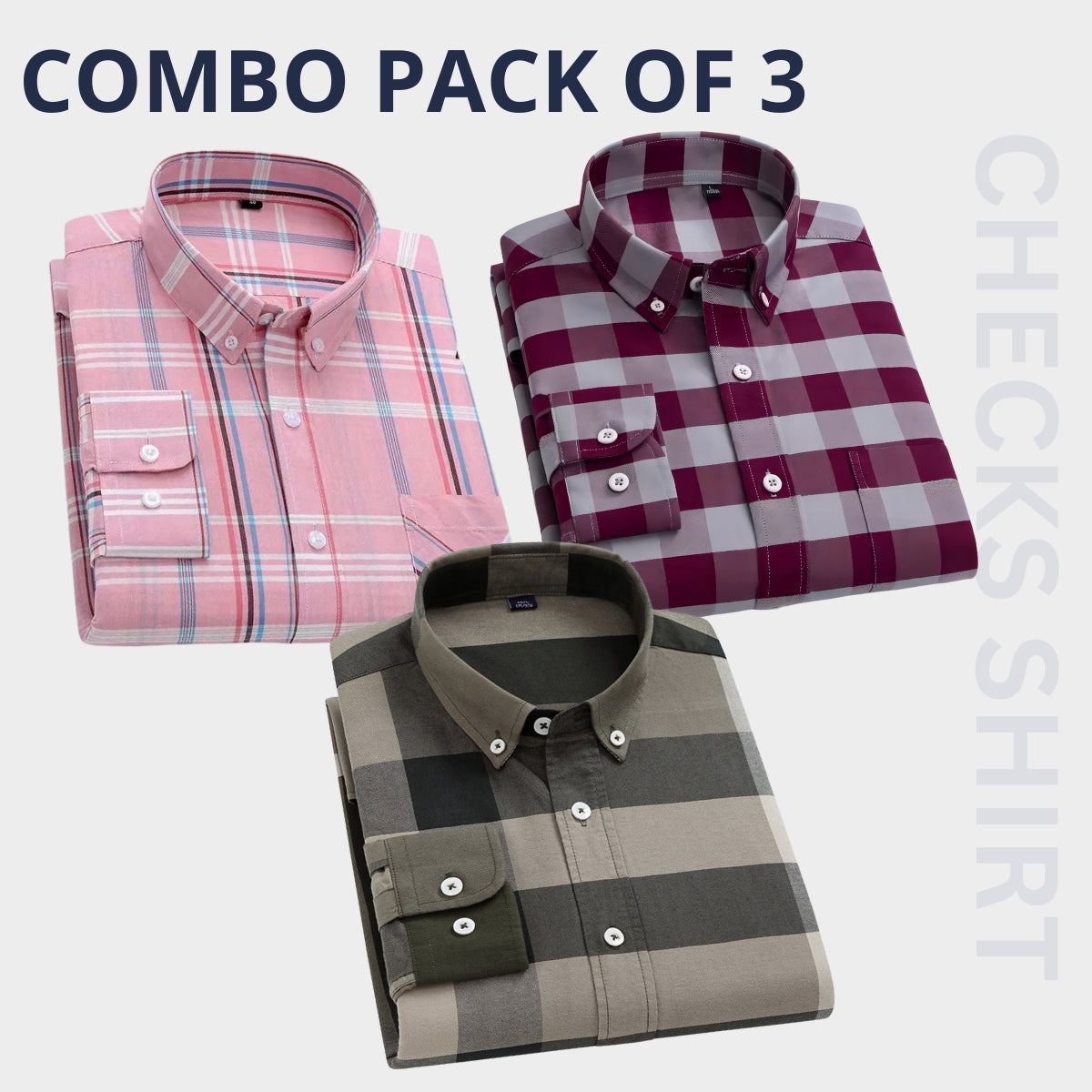 Men's Premium Check Shirt High Quality Combo Pack of 3