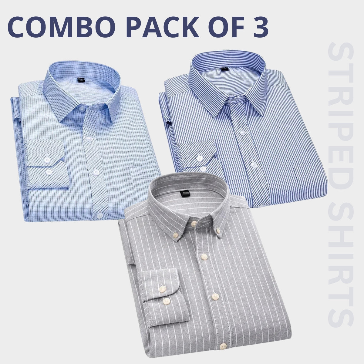 Premium Full Sleeves Striped Shirt 100% High Quality Combo Pack Of 3