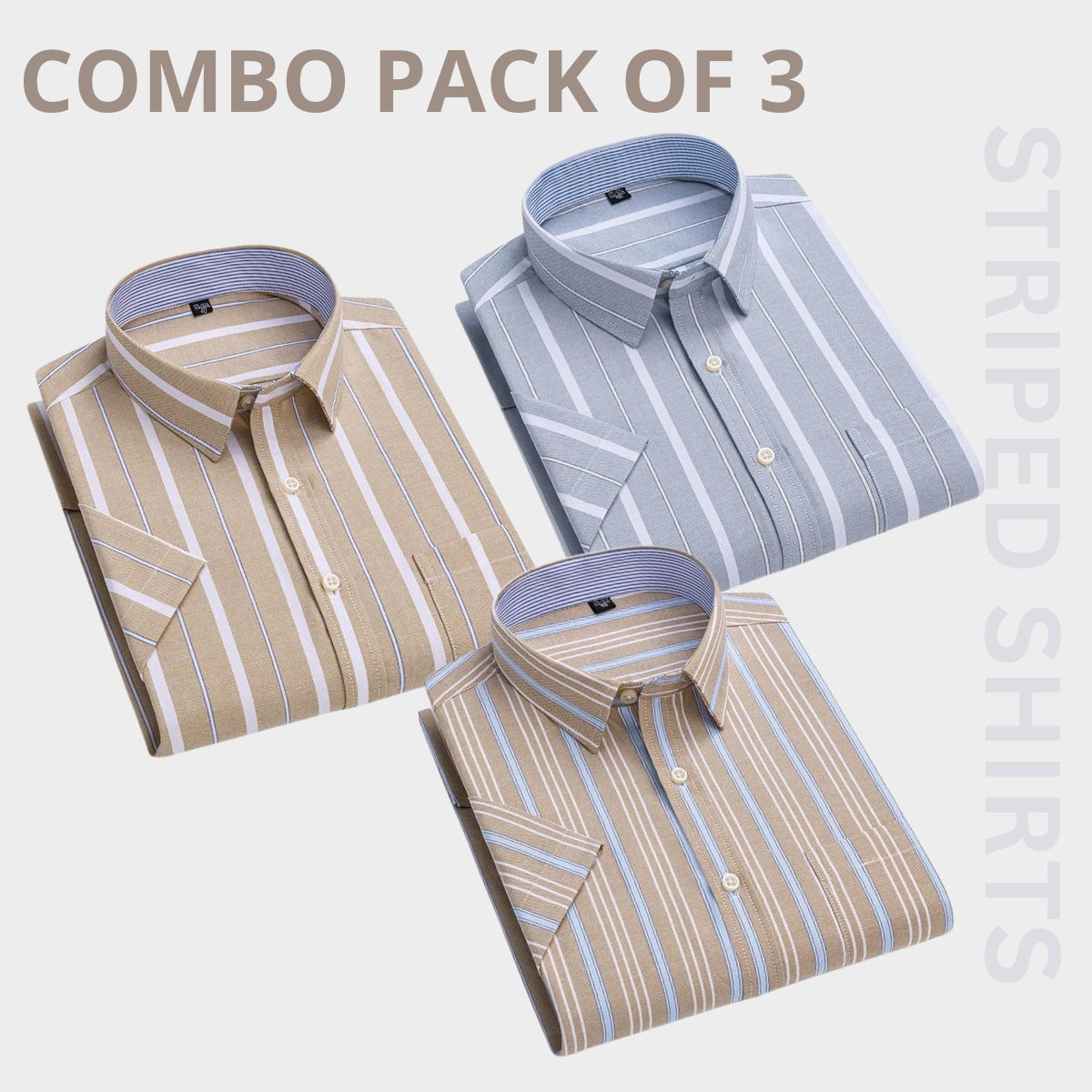 Premium Full Sleeves Striped Shirt 100% High Quality Combo Pack Of 3