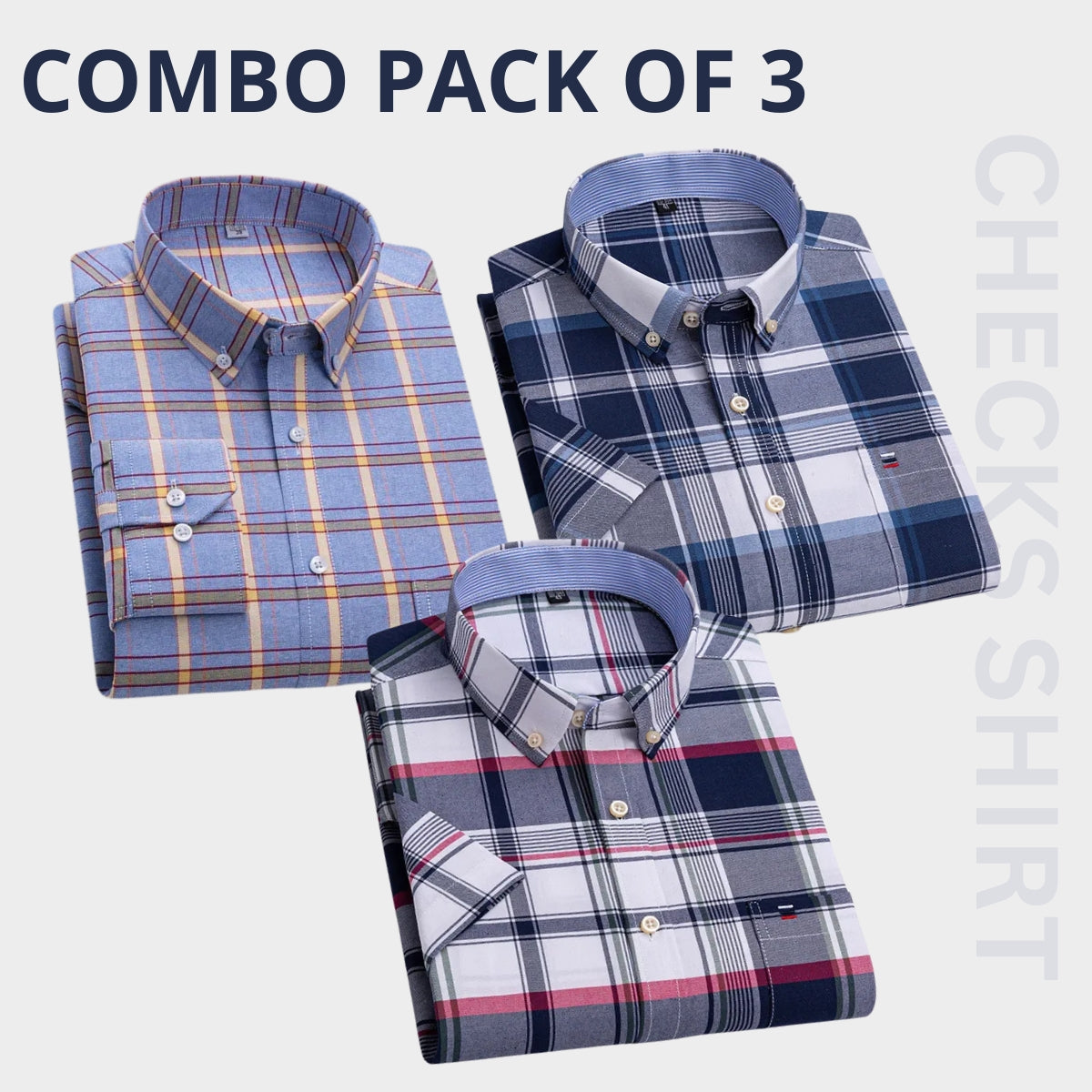 Men's Premium Check Shirt High Quality Combo Pack of 3