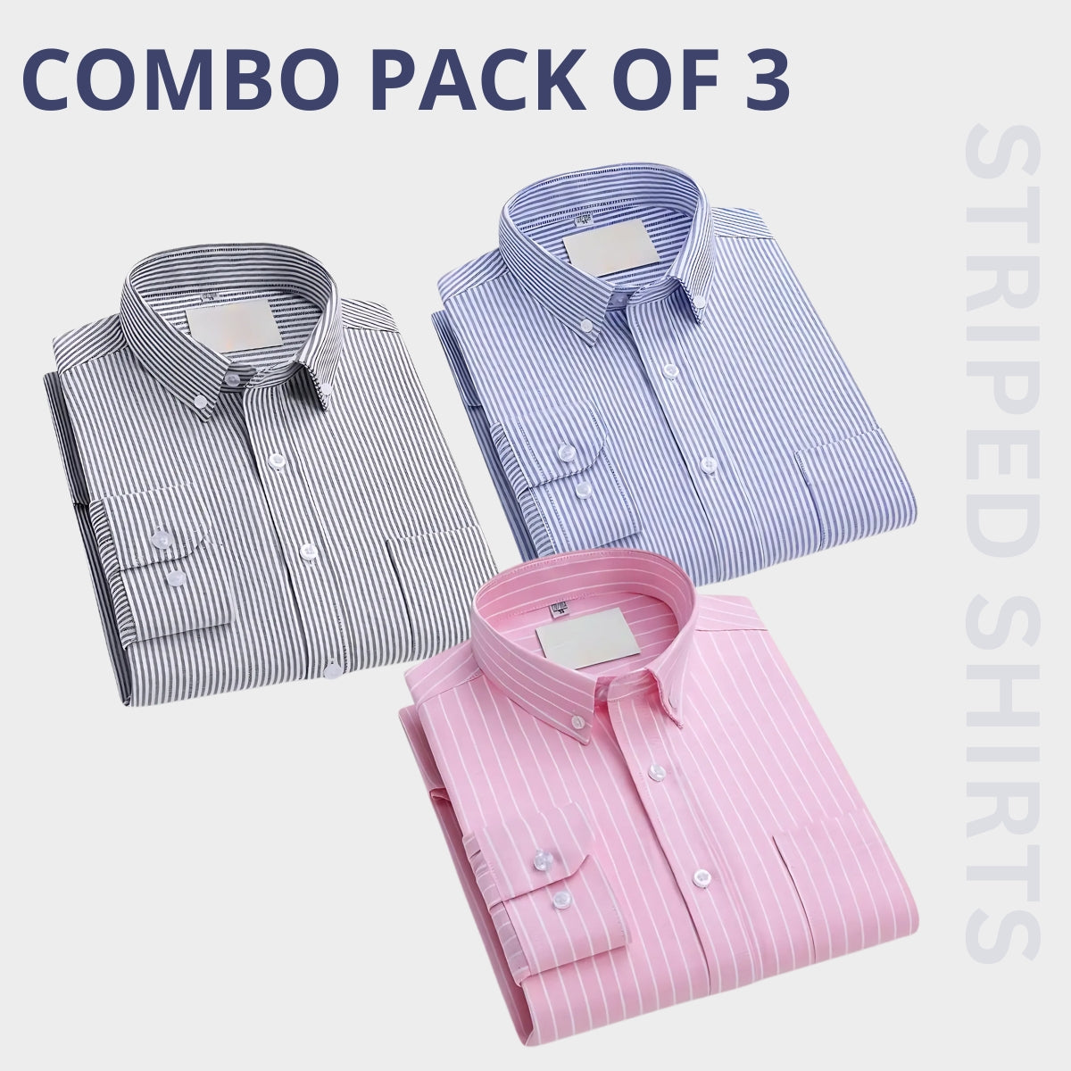 Premium Full Sleeves Striped Shirt 100% High Quality Combo Pack Of 3