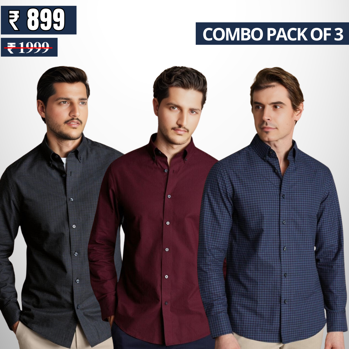 Classic Men's Shirts: Style, Comfort, and Confidence | Combo Pack of 3