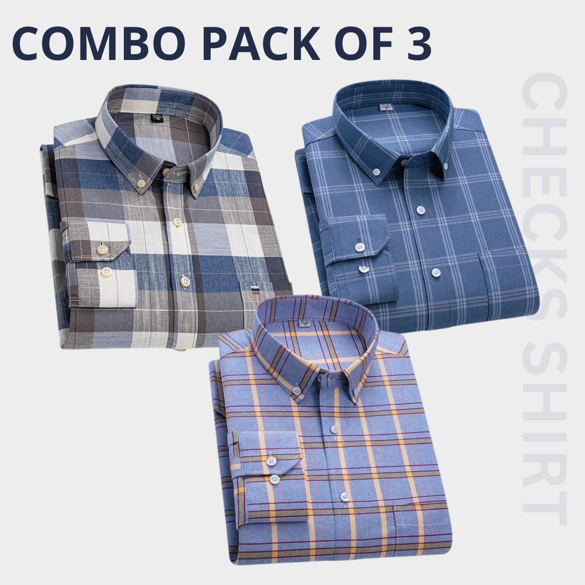 Men's Premium Check Shirt High Quality Combo Pack of 3