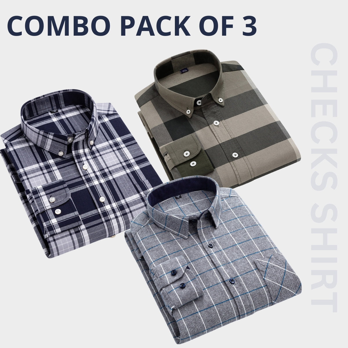 Men's Premium Check Shirt High Quality Combo Pack of 3