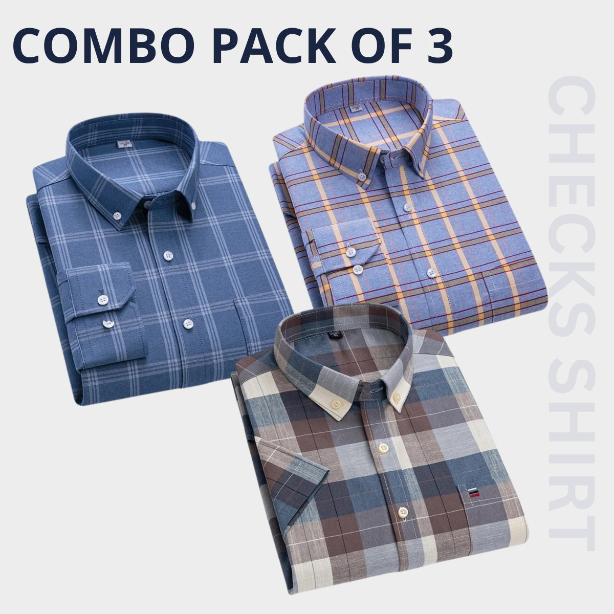 Men's Premium Check Shirt High Quality Combo Pack of 3