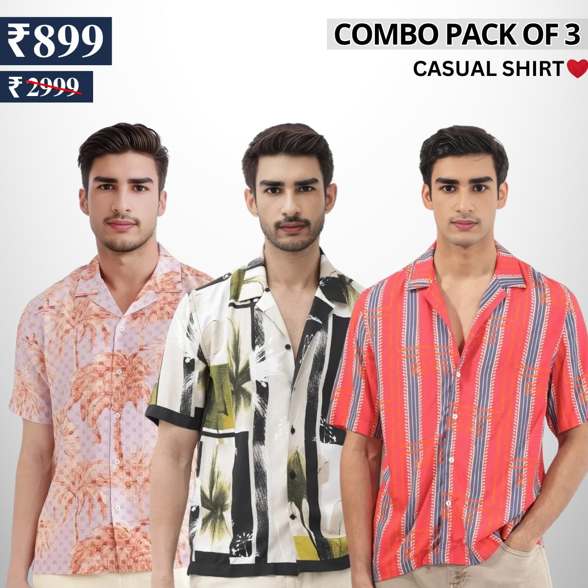 Pack Of 3 Trendy Half Sleeve Shirts - Men's Casual Wear