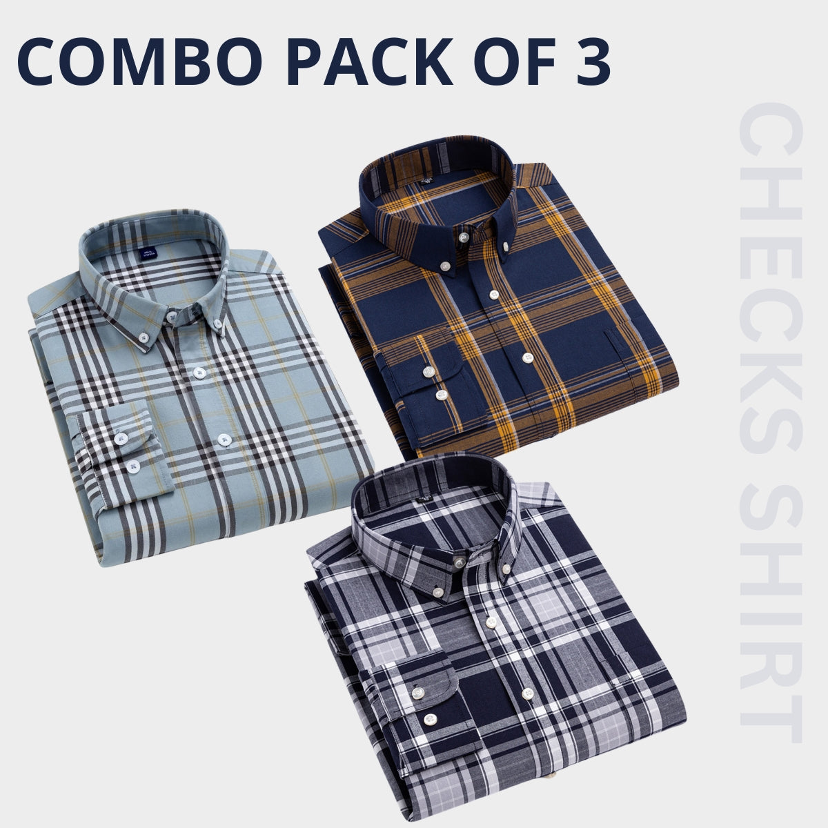 Full Sleeves Men's Premium Shirts- Pack of 3