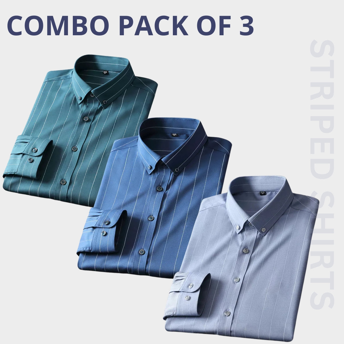 Premium Full Sleeves Striped Shirt 100% High Quality Combo Pack Of 3