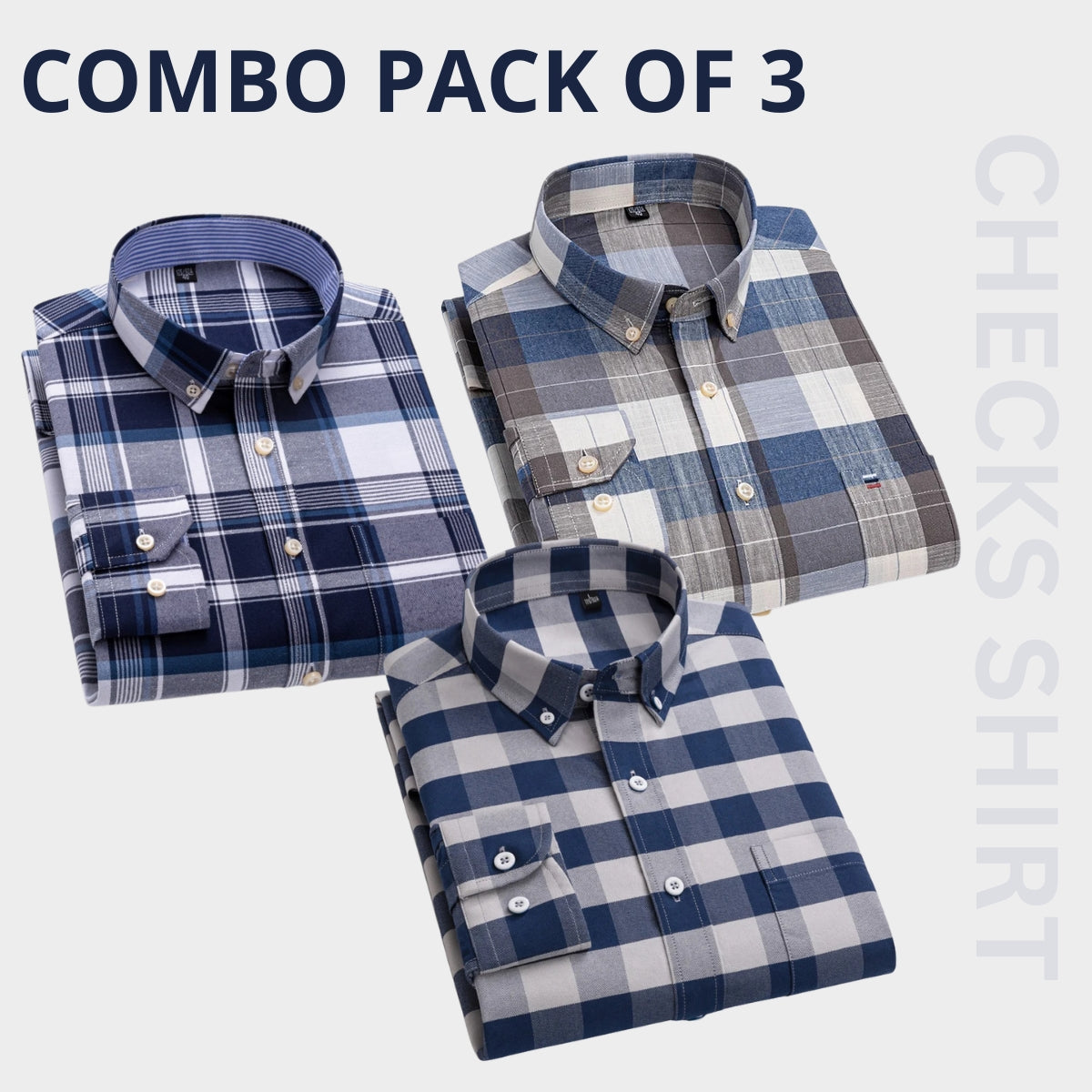 Men's Premium Check Shirt High Quality Combo Pack of 3