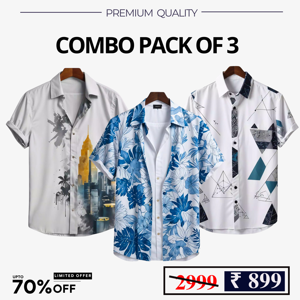 Casual Shirts Collection (Pack of 3)