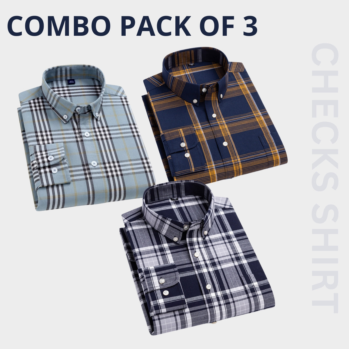 Men's Premium Check Shirt High Quality Combo Pack of 3