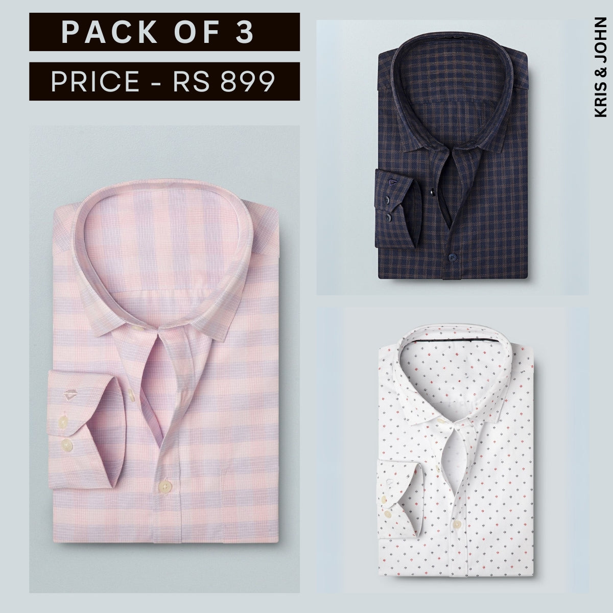 Shirt Happens: 3-Pack Men’s Stylish Formal Shirts – 100% Cotton, Full Sleeves with Pockets (FS-62)