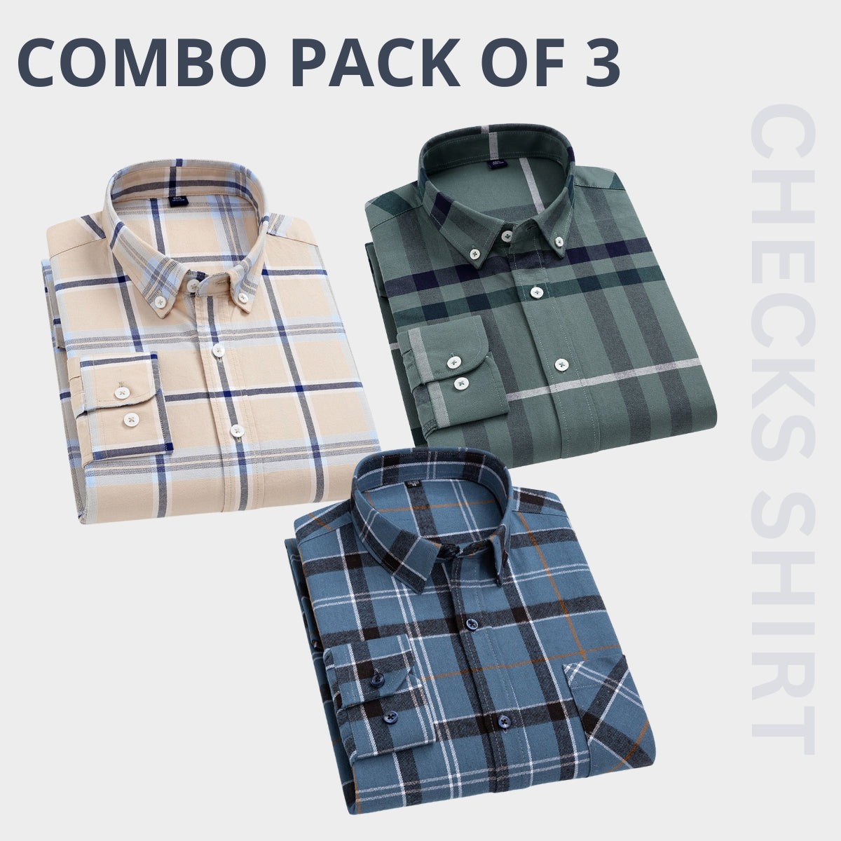 Men's Premium Check Shirt High Quality Combo Pack of 3