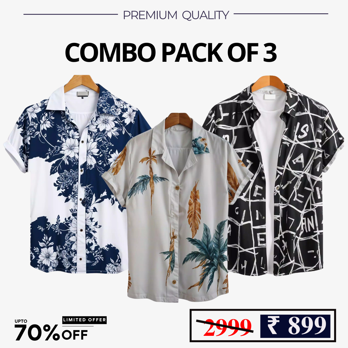 Casual Shirts Collection (Pack of 3)