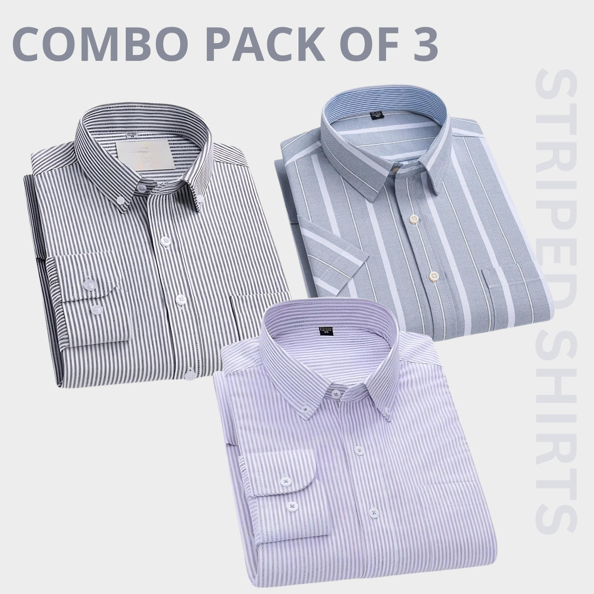 Premium Full Sleeves Striped Shirt 100% High Quality Combo Pack Of 3