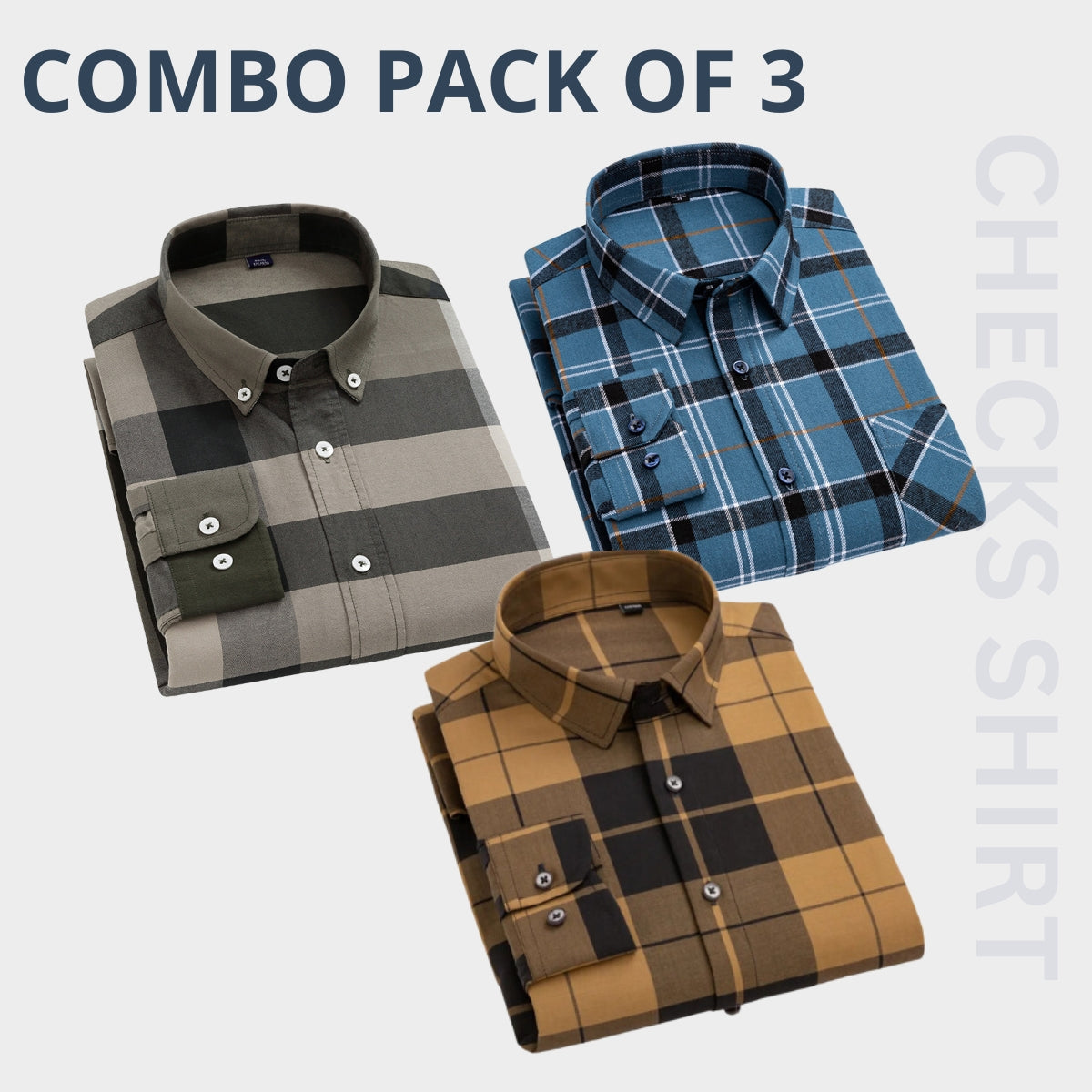 Men's Premium Check Shirt High Quality Combo Pack of 3