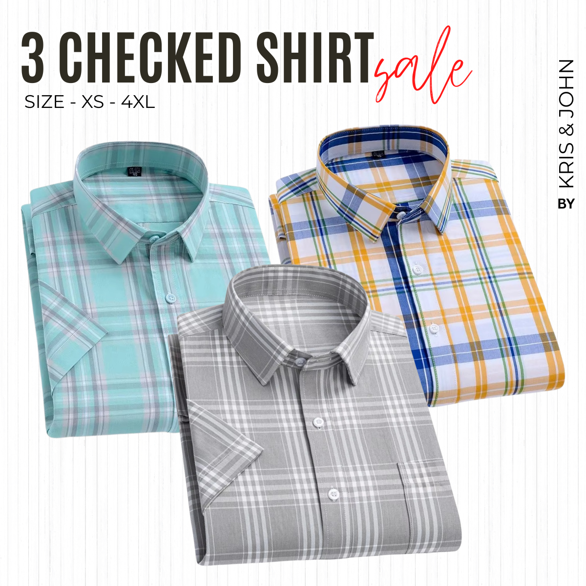 Pack of 3 Check Shirts for Men – Tailored Fit, Full Sleeves & Pockets (CSM-07)