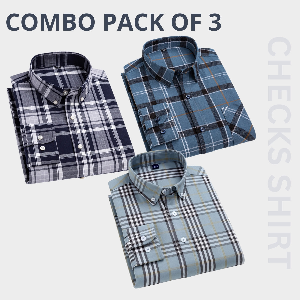 Men's Premium Check Shirt High Quality Combo Pack of 3