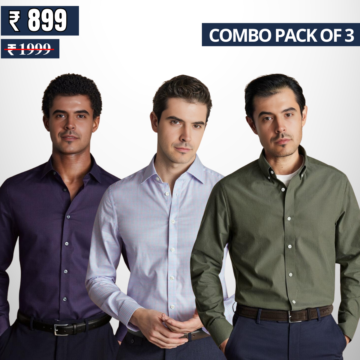 Classic Men's Shirts: Style, Comfort, and Confidence | Combo Pack of 3