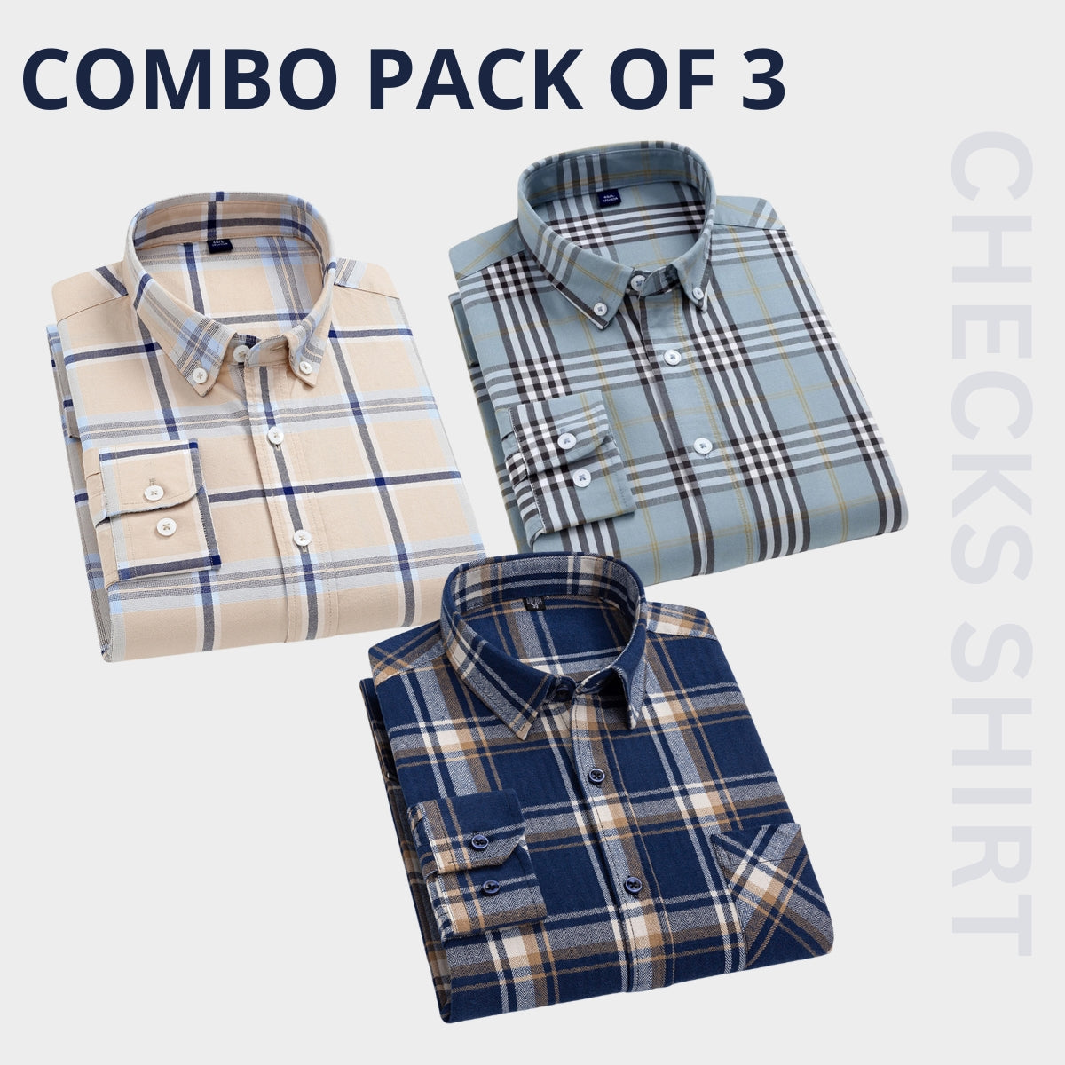 Men's Premium Check Shirt High Quality Combo Pack of 3