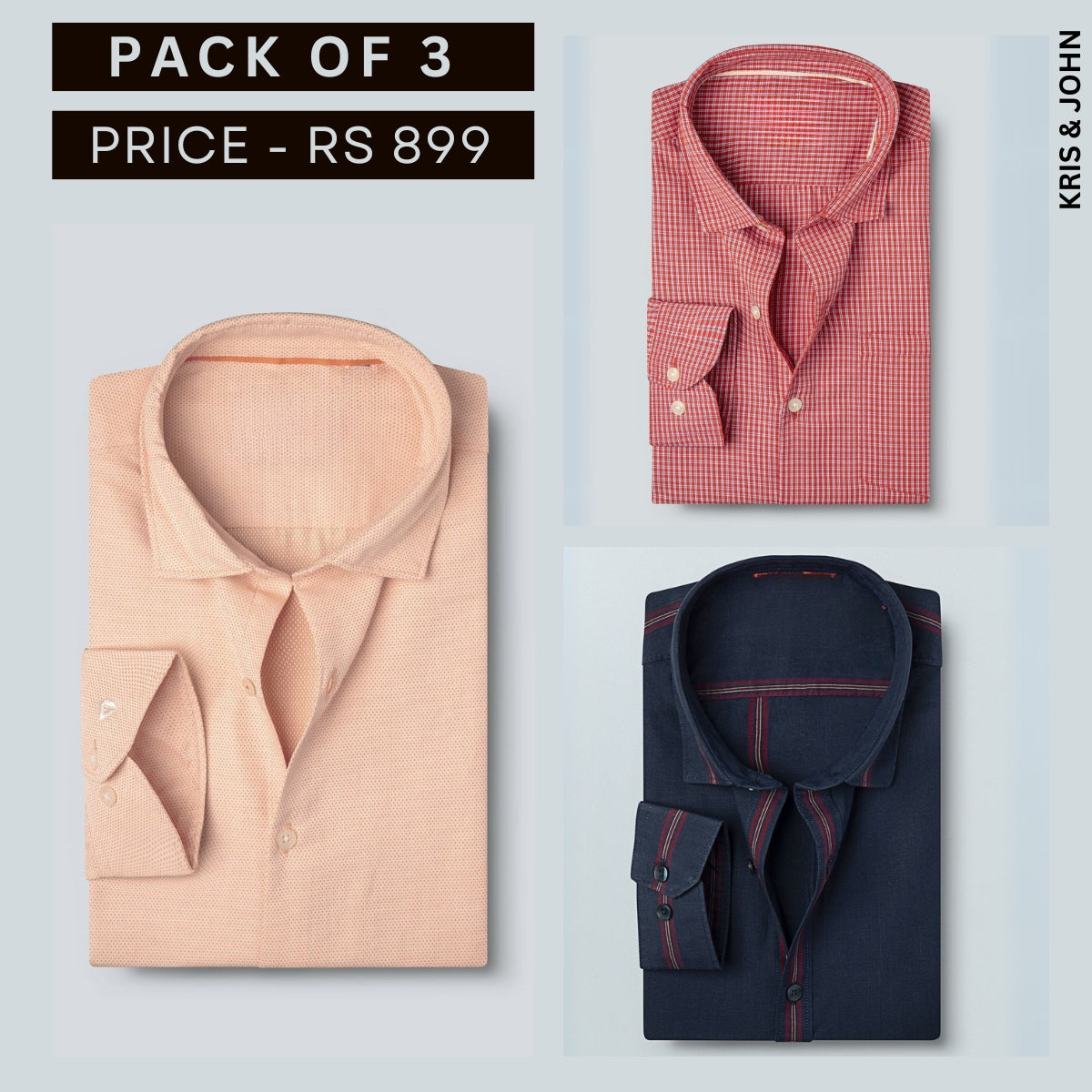 Shirt Happens: 3-Pack Men’s Stylish Formal Shirts – 100% Cotton, Full Sleeves with Pockets (FS-65)