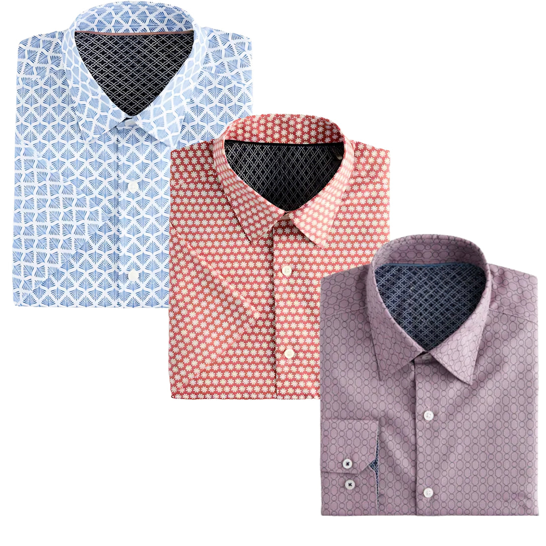 Office Essentials: 3-Pack Premium Cotton Formal Shirts – Tailored Fit, Full Sleeves & Pockets (FS-35 )
