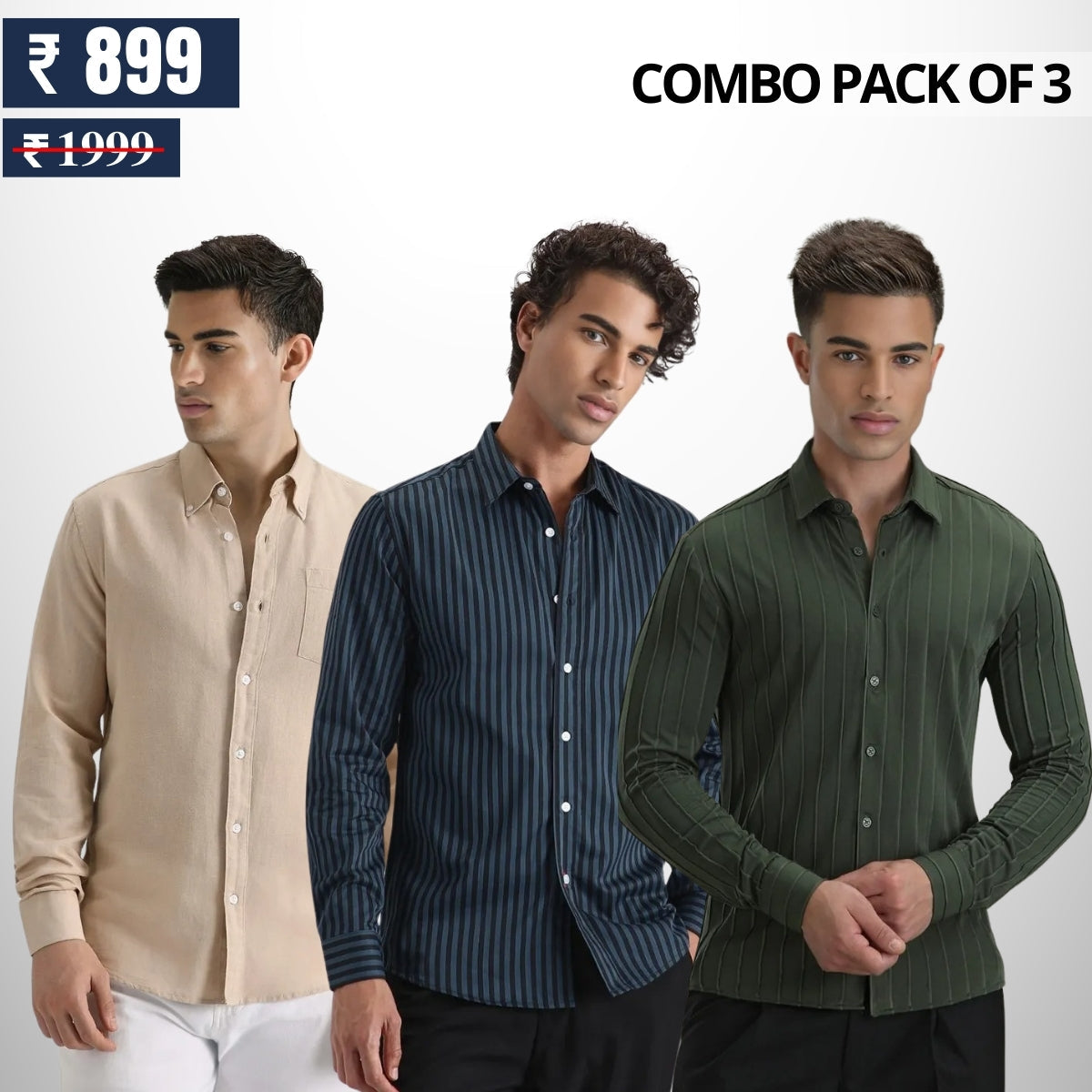 Premium Cotton Shirts Pack Of 3 | Full Sleeves