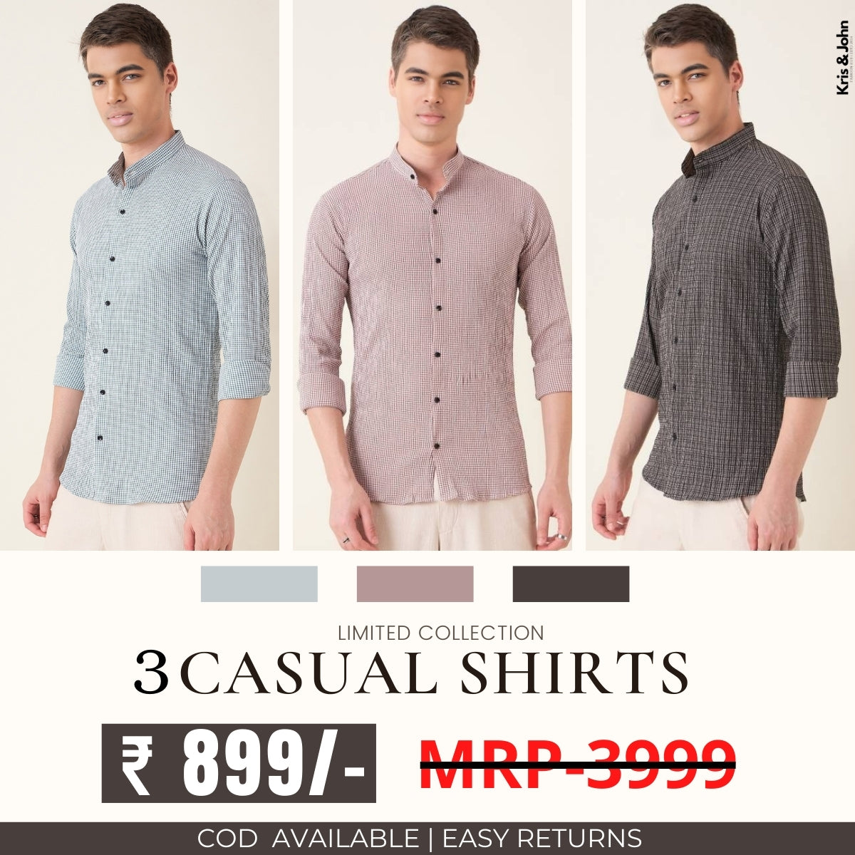 Stylish Branded Casual Shirts with Full Sleeves and Chinese Collar