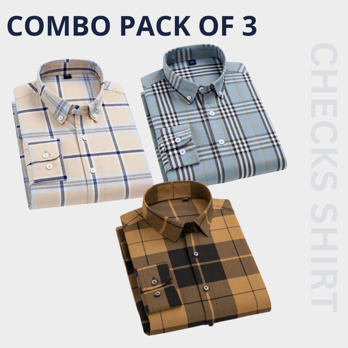 Men's Premium Check Shirt High Quality Combo Pack of 3