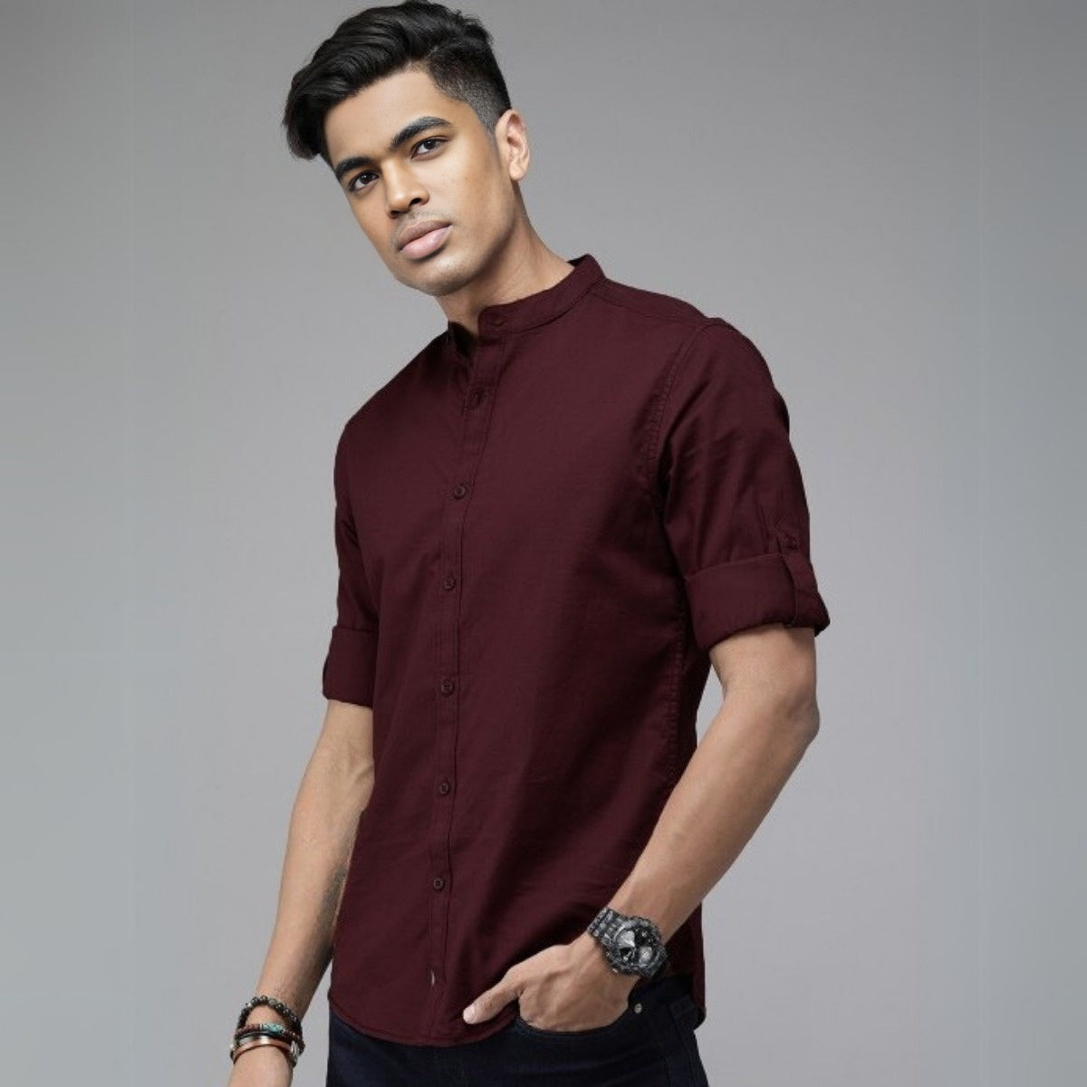 Stylish Branded Casual Shirts with Full Sleeves and Chinese Collar